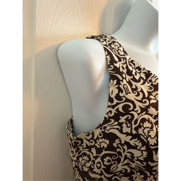 DBY LTD.  Brown and Cream Floral  Sleeveless V-Neck Knee Length Dress. size 12 - Picture 8 of 11